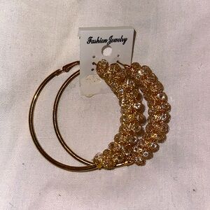 GOLD CRYSTAL BANGLE EARRINGS